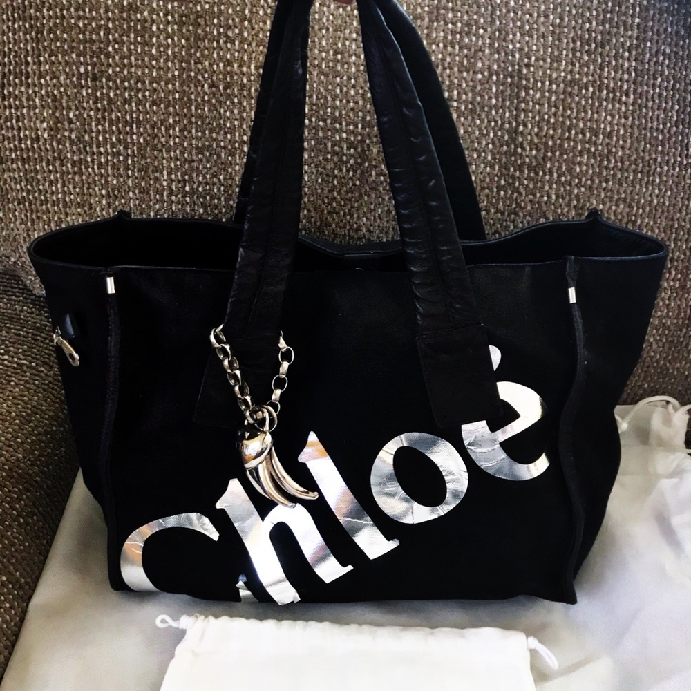 Auth. Chloe Signature Black Tote / Shoulder Bag - Picture 2 of 8